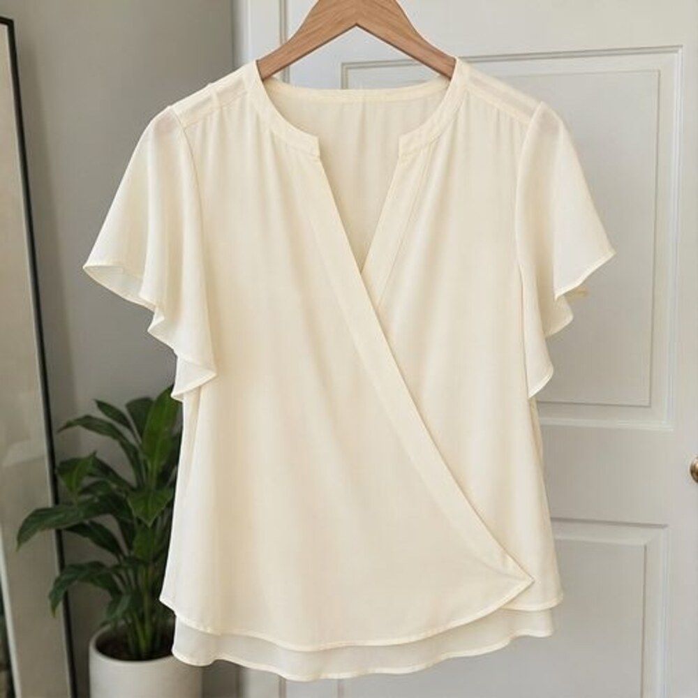 Cream Pleated Blouse